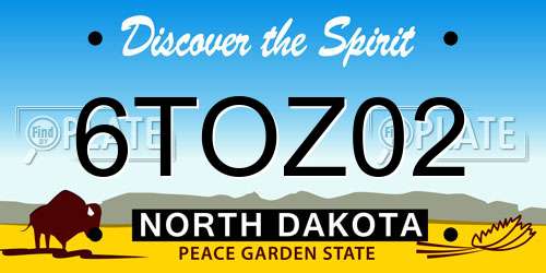 6TOZ02 North Dakota License Plate