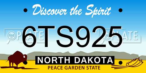 6TS925 North Dakota License Plate