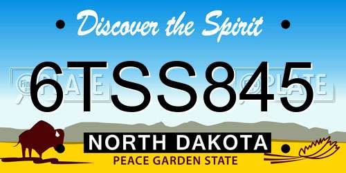 6TSS845 North Dakota License Plate