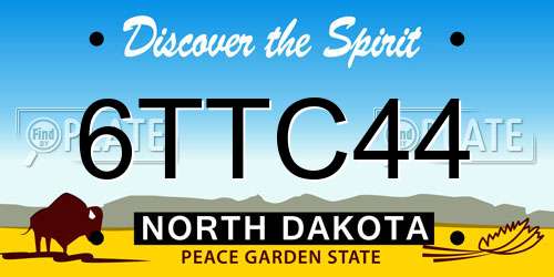 6TTC44 North Dakota License Plate