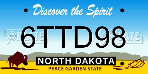 6TTD98 North Dakota License Plate