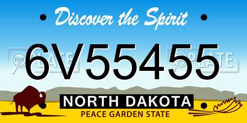 6V55455 North Dakota License Plate
