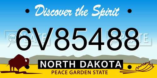 6V85488 North Dakota License Plate