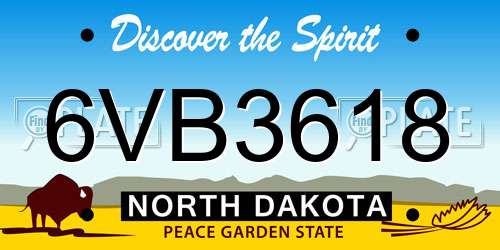 6VB3618 North Dakota License Plate