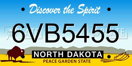 6VB5455 North Dakota License Plate