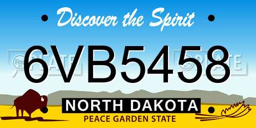 6VB5458 North Dakota License Plate