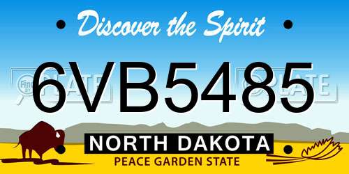 6VB5485 North Dakota License Plate