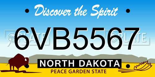 6VB5567 North Dakota License Plate