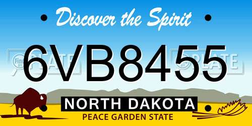 6VB8455 North Dakota License Plate