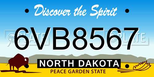 6VB8567 North Dakota License Plate