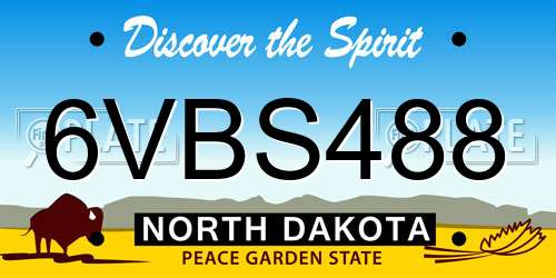 6VBS488 North Dakota License Plate