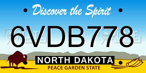 6VDB778 North Dakota License Plate