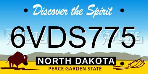 6VDS775 North Dakota License Plate