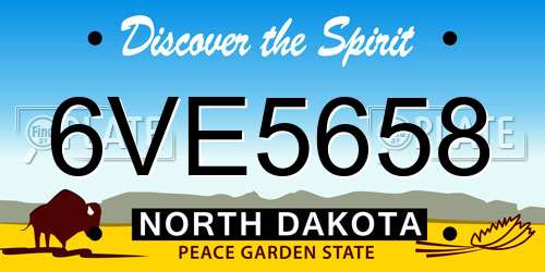 6VE5658 North Dakota License Plate