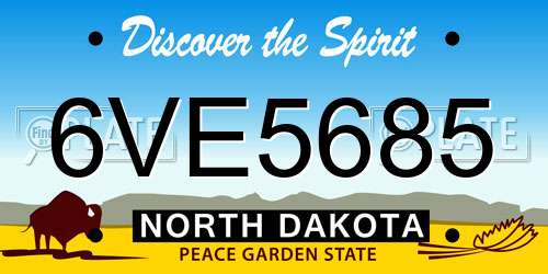 6VE5685 North Dakota License Plate