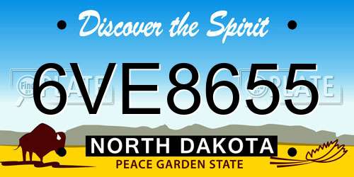6VE8655 North Dakota License Plate