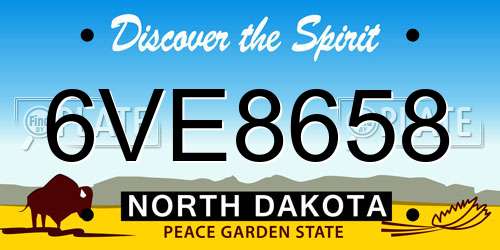 6VE8658 North Dakota License Plate