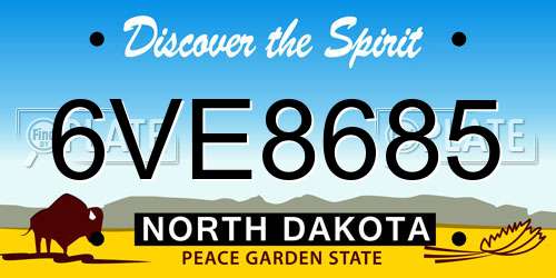 6VE8685 North Dakota License Plate