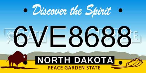 6VE8688 North Dakota License Plate
