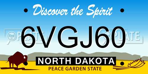 6VGJ60 North Dakota License Plate