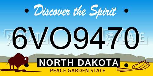 6VO9470 North Dakota License Plate