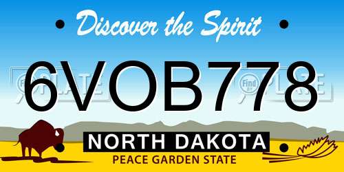 6VOB778 North Dakota License Plate