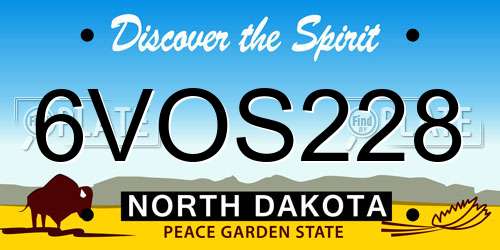 6VOS228 North Dakota License Plate