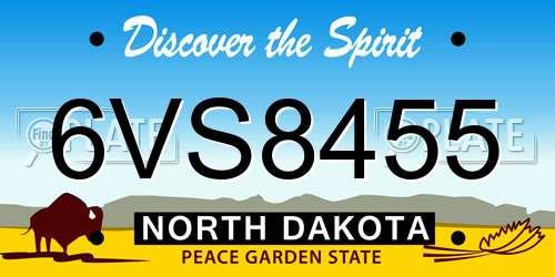 6VS8455 North Dakota License Plate
