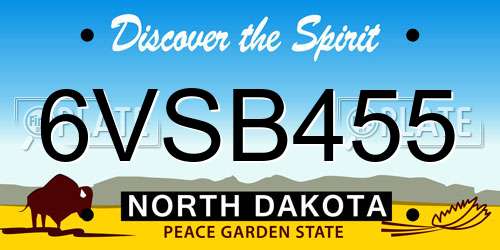 6VSB455 North Dakota License Plate