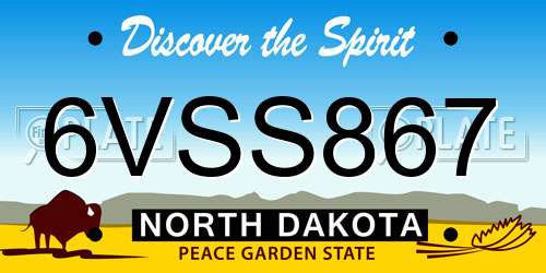 6VSS867 North Dakota License Plate