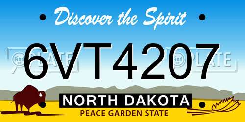 6VT4207 North Dakota License Plate