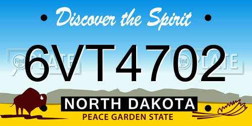 6VT4702 North Dakota License Plate