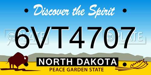6VT4707 North Dakota License Plate
