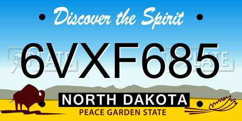 6VXF685 North Dakota License Plate