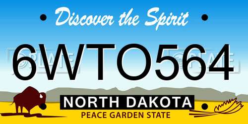 6WTO564 North Dakota License Plate