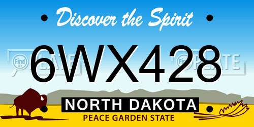 6WX428 North Dakota License Plate