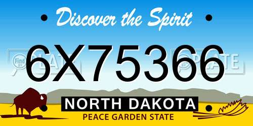 6X75366 North Dakota License Plate