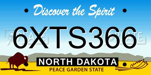 6XTS366 North Dakota License Plate