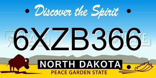 6XZB366 North Dakota License Plate