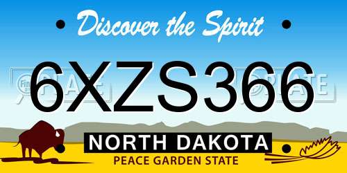 6XZS366 North Dakota License Plate