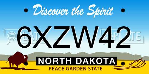 6XZW42 North Dakota License Plate