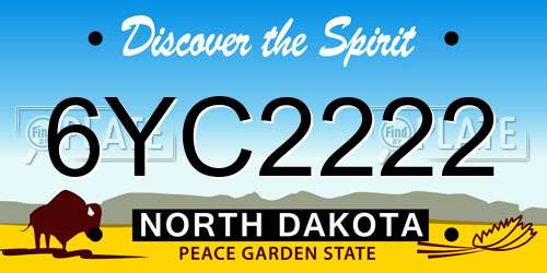 6YC2222 North Dakota License Plate