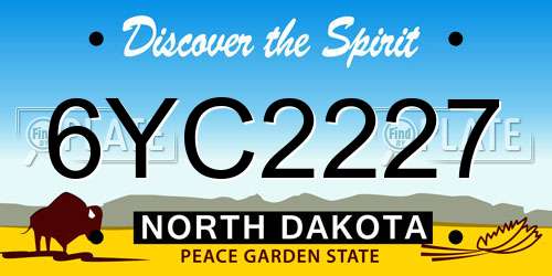 6YC2227 North Dakota License Plate