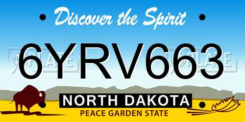 6YRV663 North Dakota License Plate
