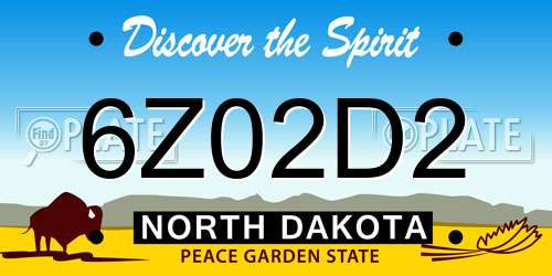 6Z02D2 North Dakota License Plate