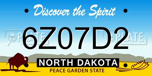 6Z07D2 North Dakota License Plate