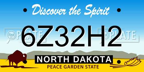 6Z32H2 North Dakota License Plate
