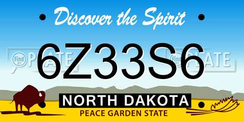 6Z33S6 North Dakota License Plate