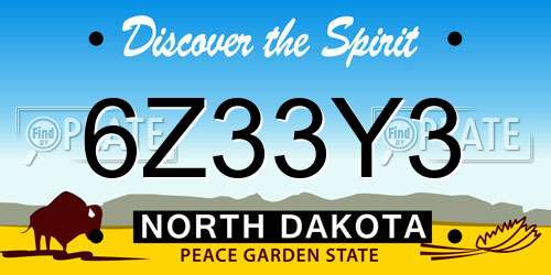 6Z33Y3 North Dakota License Plate