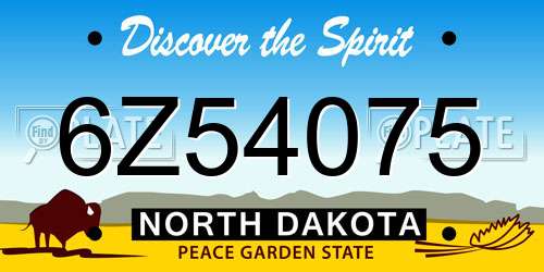 6Z54075 North Dakota License Plate
